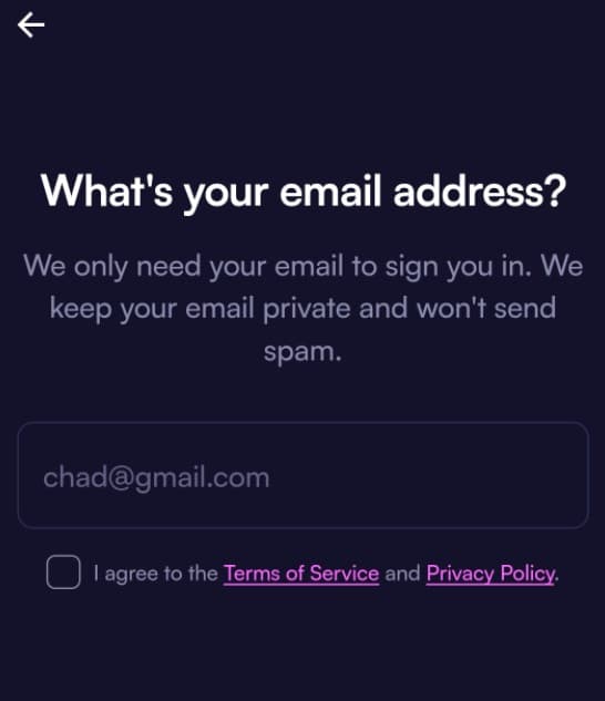 Email Sign Up Screen